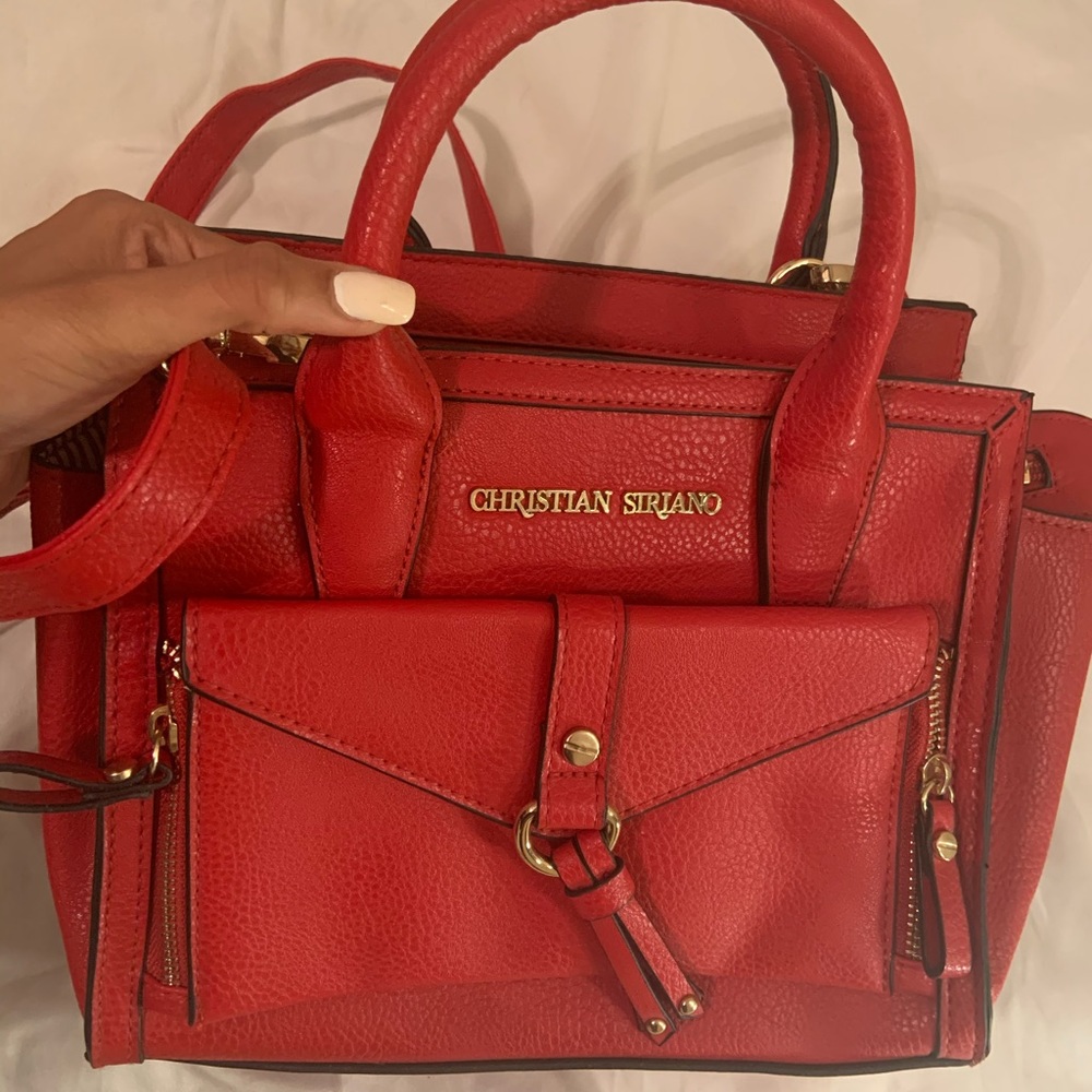 Red (black & white striped interior) med purse